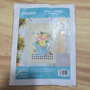 Herrschners Gingham Blooms Porch Flag Stamped Cross-Stitch Kit